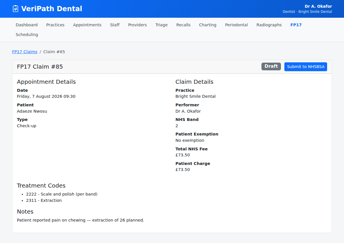 FP17 draft claim in VeriPath Dental