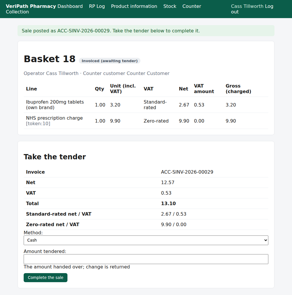 The basket posted, waiting for the tender