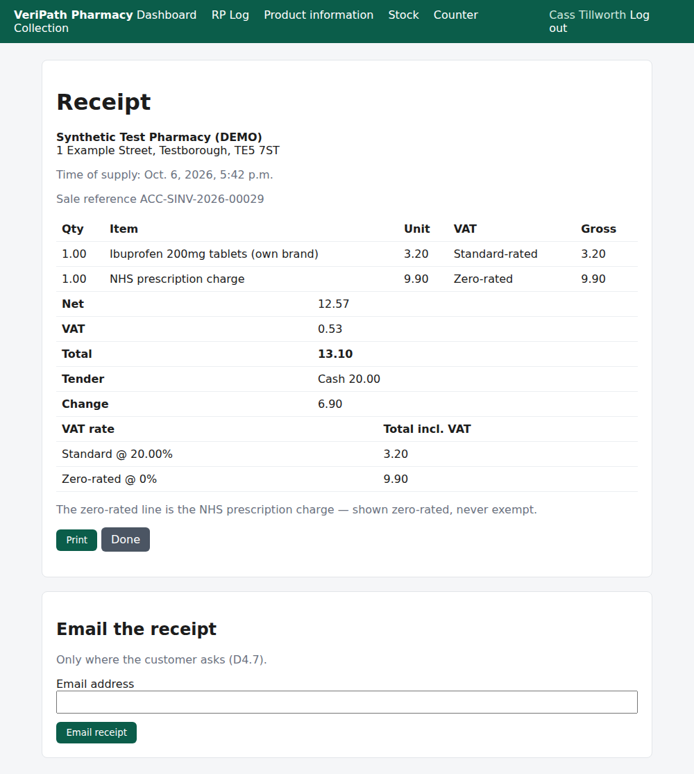 The sale completed and its receipt