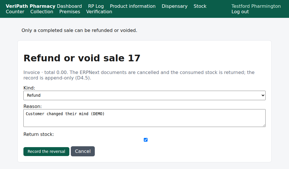 The refusal on a basket that is not a completed sale