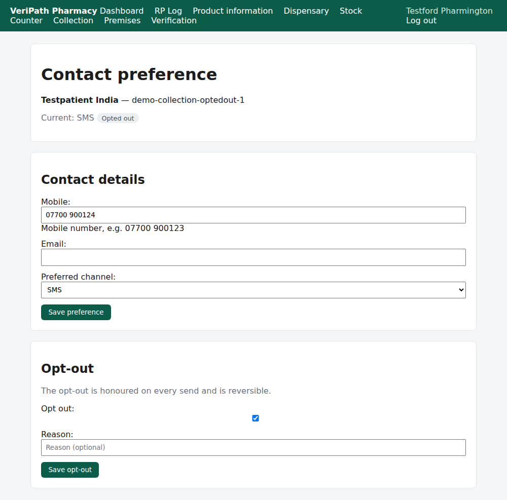 The opt-out as recorded